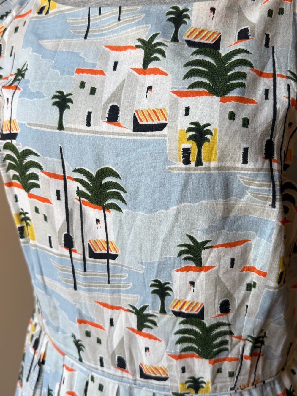 Modcloth Light Blue Palm & House Midi Dress - Picture 7 of 8